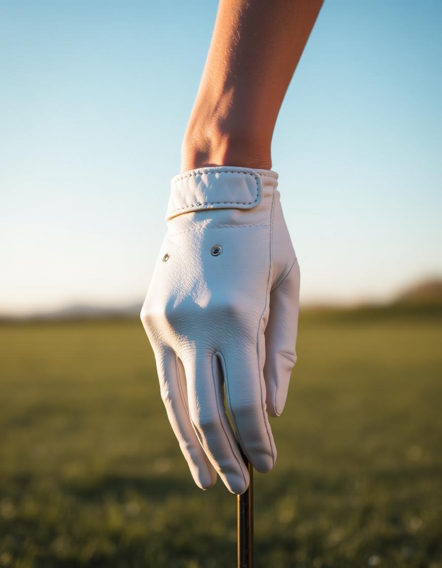Gant de golf blanc en pleine lumière